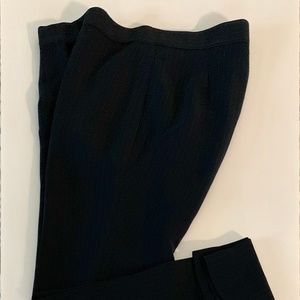 Navy Blue Pinstriped Straight Leg Suit Trousers